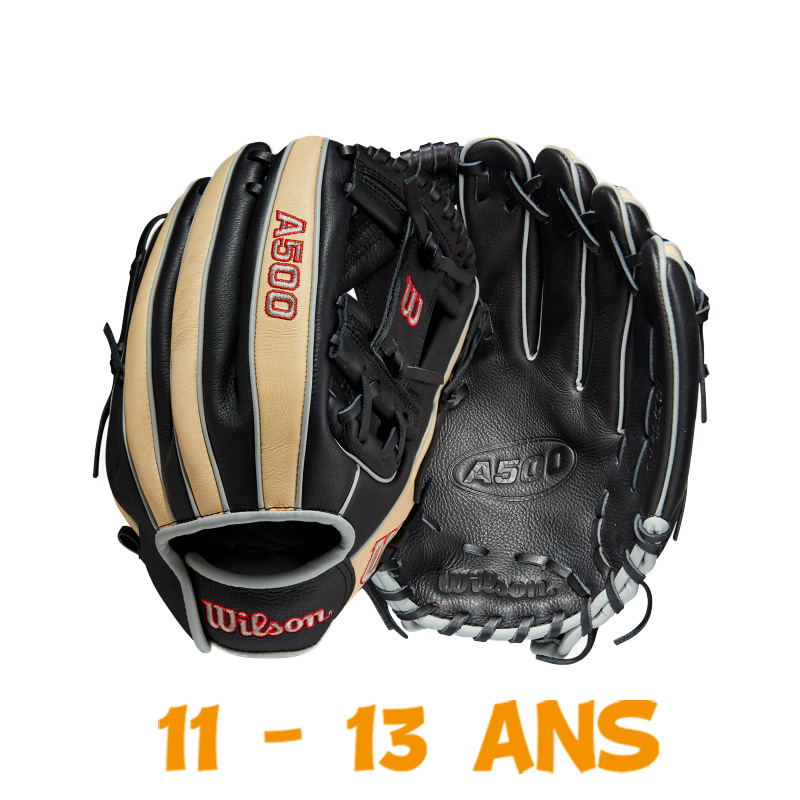 Wilson A500 Infield Gant de Baseball pour Enfant droitier Bleu Marine/Bleu/Rouge 30,5 cm