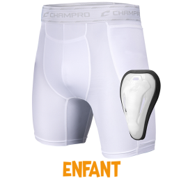 Sliding short + coquille Champro enfant BLANC